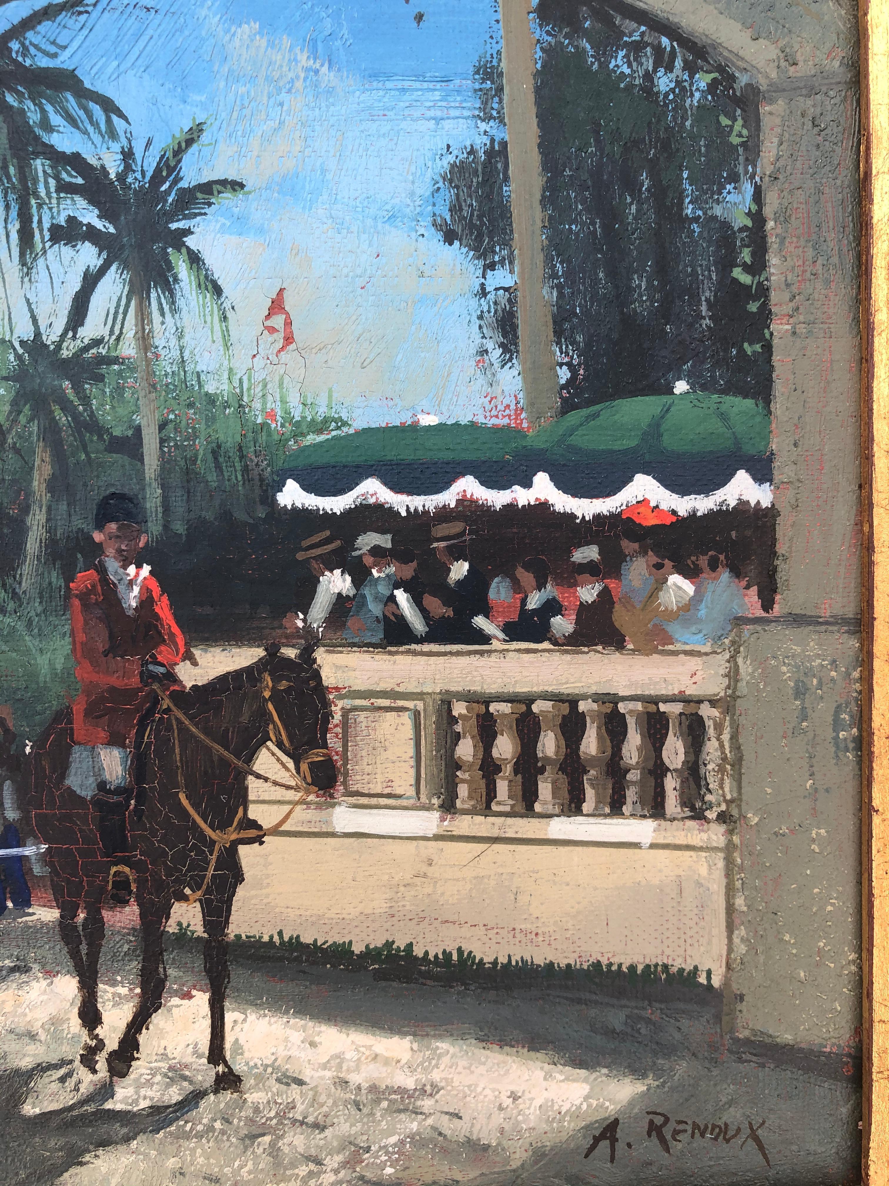 Andre Renoux Hipódromo de Hialeah Miami - Figurative Painting Negro de André RENOUX