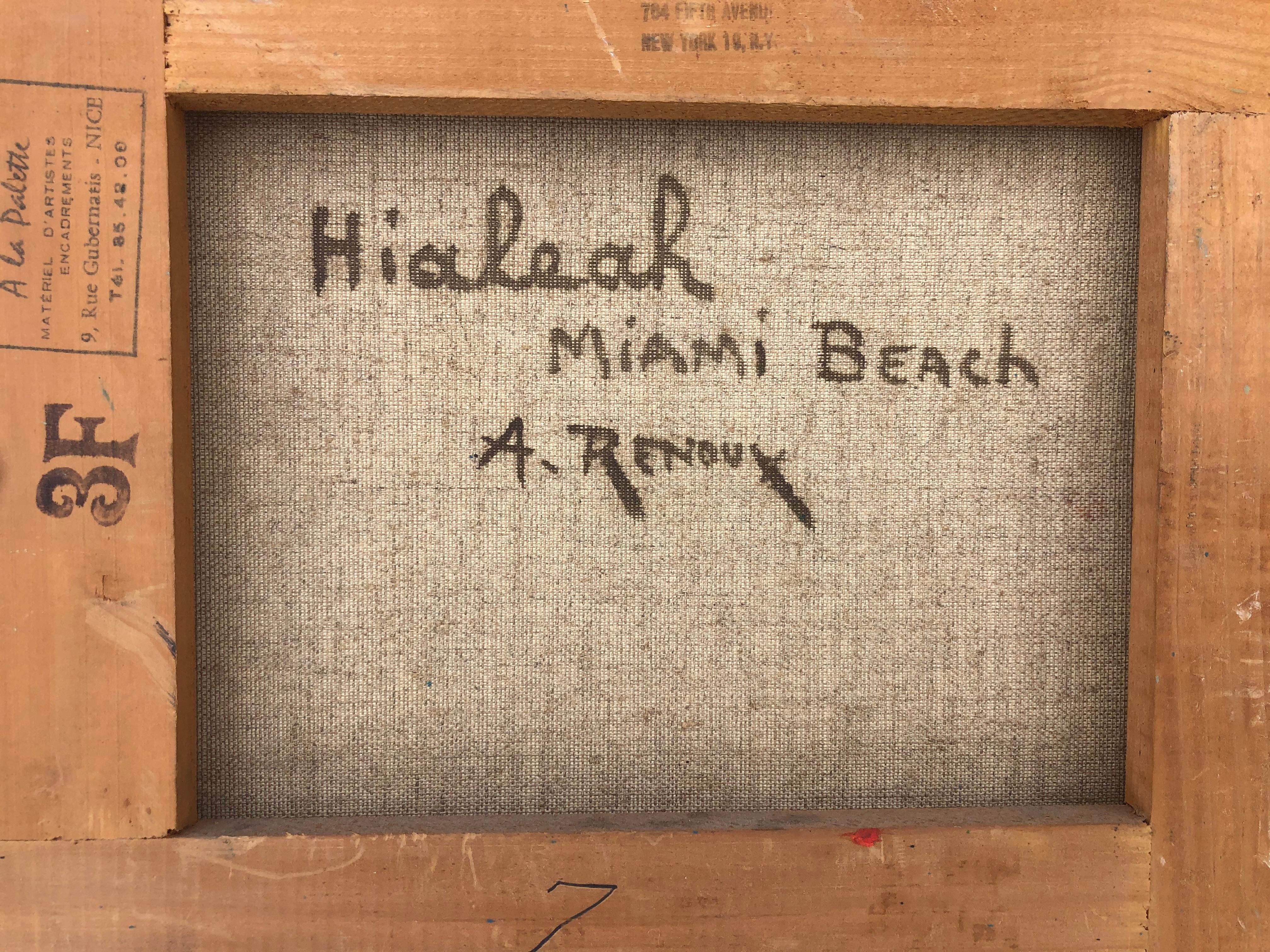 Andre Renoux: 1939-2002. Listed French artist with auction results over $5000, but sells for much more in galleries. This is a truly wonderful mid century and unique slice of Florida history. The Hialeah Race Track was first opened in 1922. All of