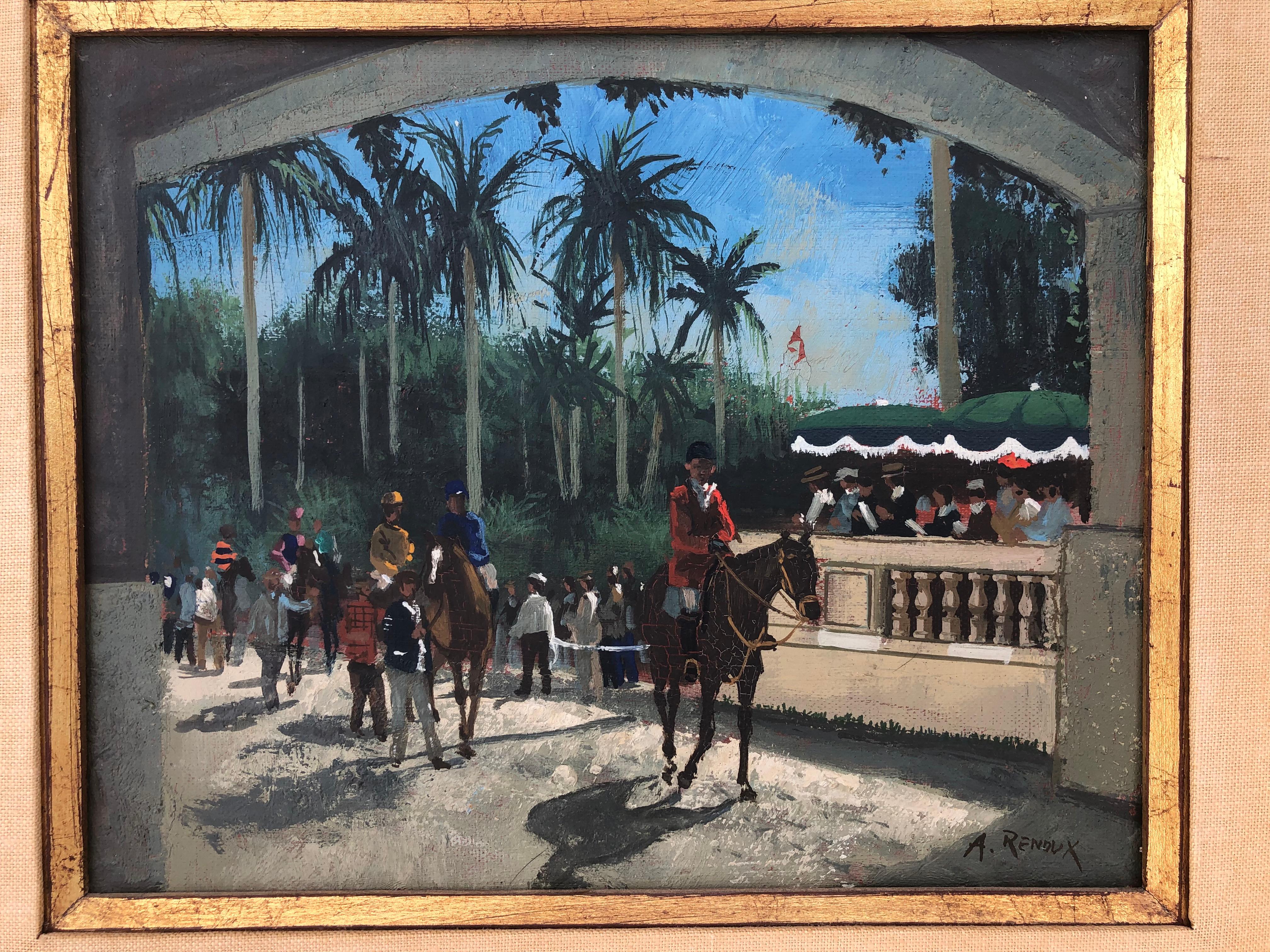 André RENOUX Animal Painting - Andre Renoux Hialeah Race Track Miami