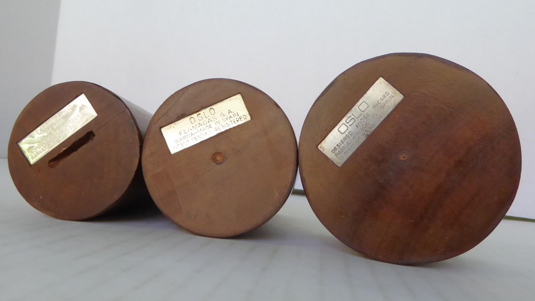 Moderno André Ricard Designer Oslo Wood/Stainless Smoking Set, Flamagas, Spagna 1967 in vendita
