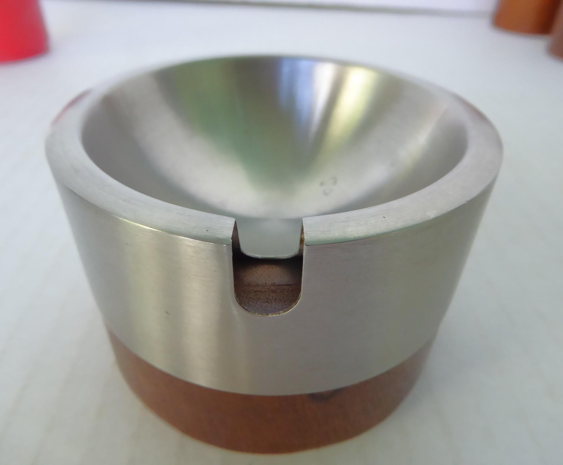 Spagnolo André Ricard Designer Oslo Wood/Stainless Smoking Set, Flamagas, Spagna 1967 in vendita