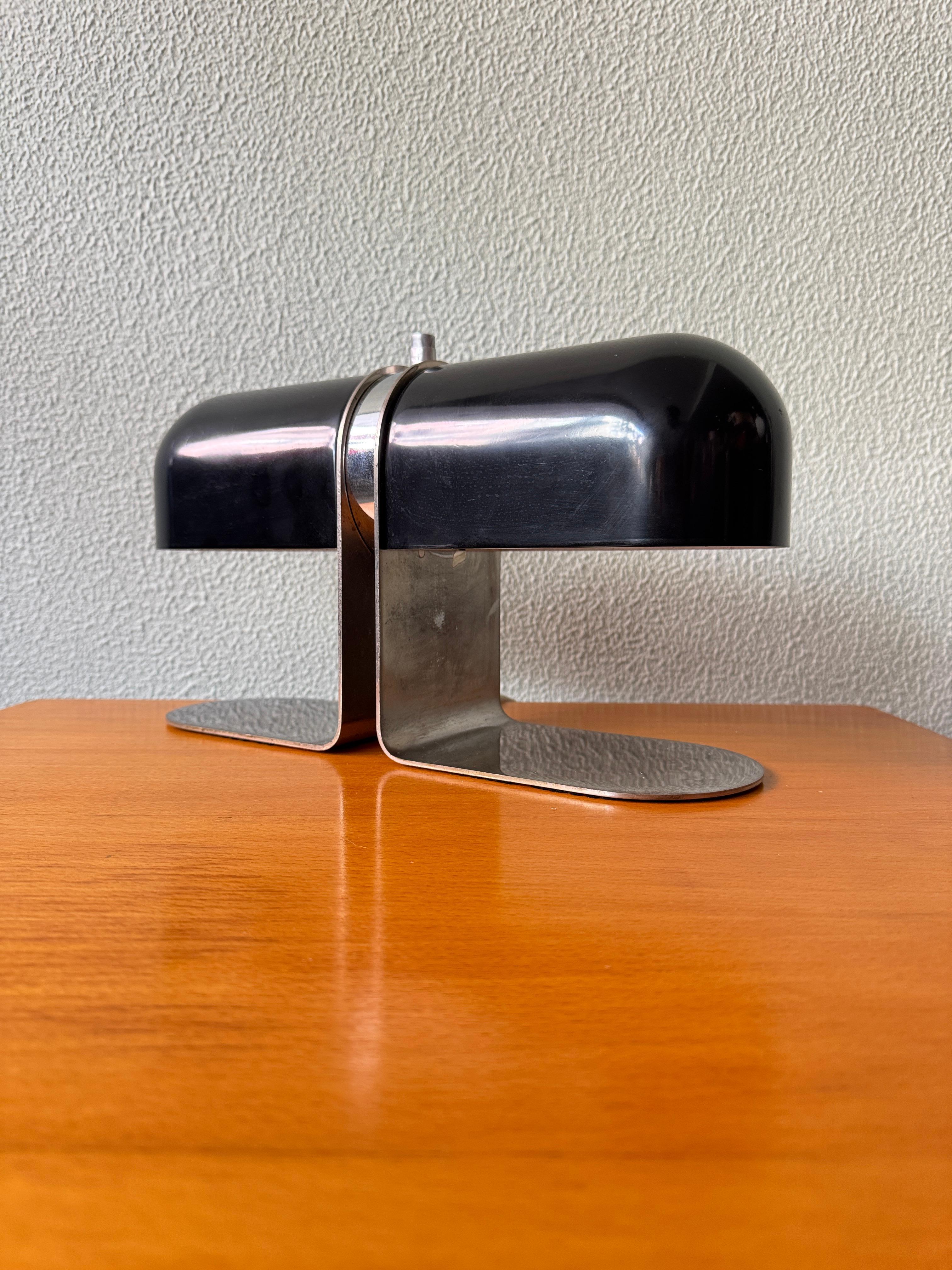 Fin du 20e siècle André Ricard Lampe de table moderne espagnole à double abat-jour noir pour Metalarte, 1970 en vente