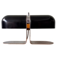 André Ricard Lampe de table moderne espagnole à double abat-jour noir pour Metalarte, 1970