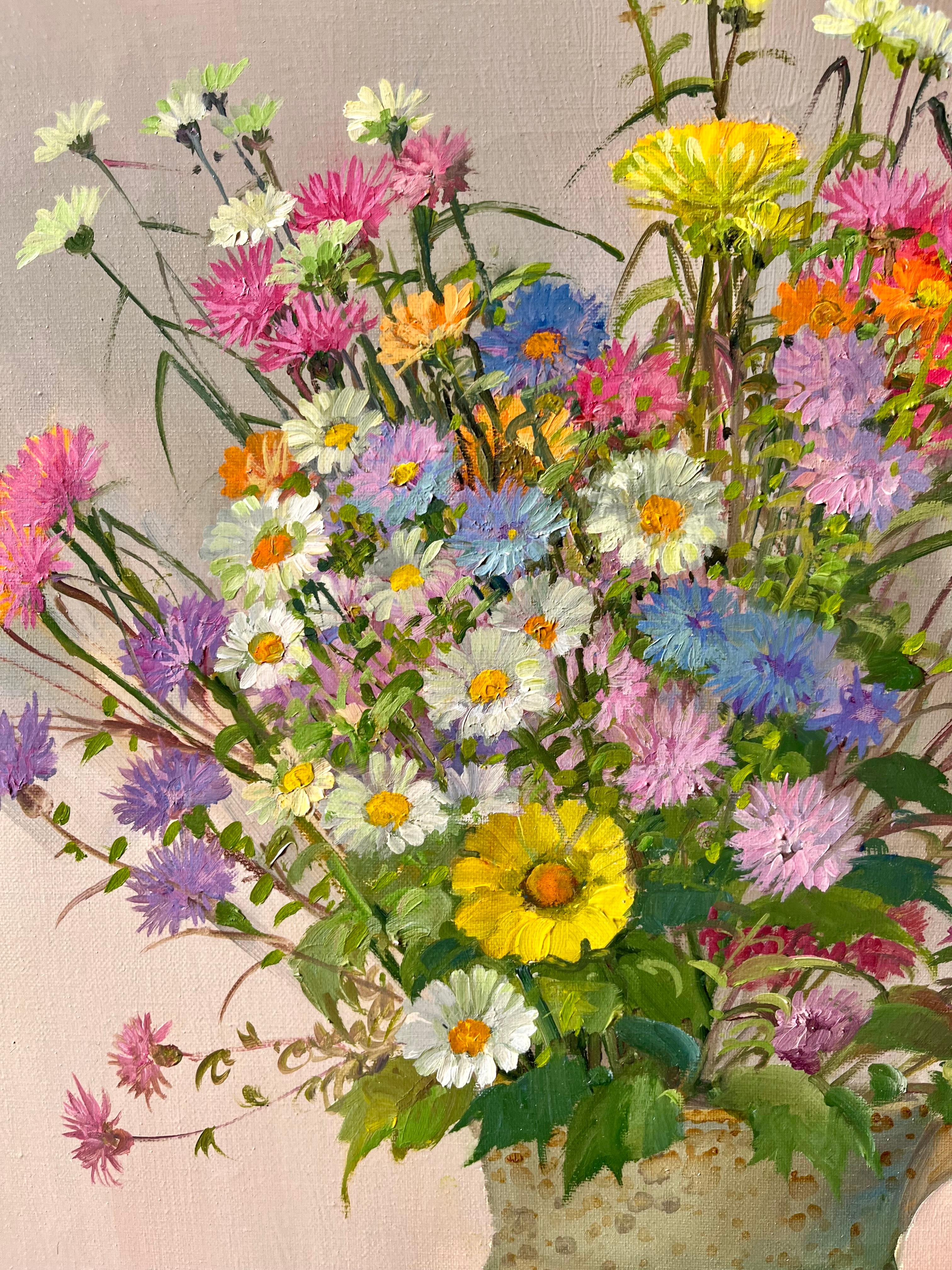 Un'ode radiosa al rinnovamento e alla rinascita, Printnière (Primavera) di André Robert cattura l'essenza della stagione in un bouquet luminoso. Con i loro rossi vivaci, i rosa tenui, i gialli dorati e i blu intensi, i fiori sembrano ondeggiare con