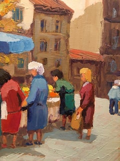 "Marche Cours Joseph Thierry" 15 x 18 inch Oil on Canvas by Andre Roubaud