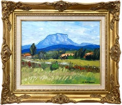 Vintage "Ste. Victoire" Colorful Impressionist view of Sainte-Victoire Mountain Painting