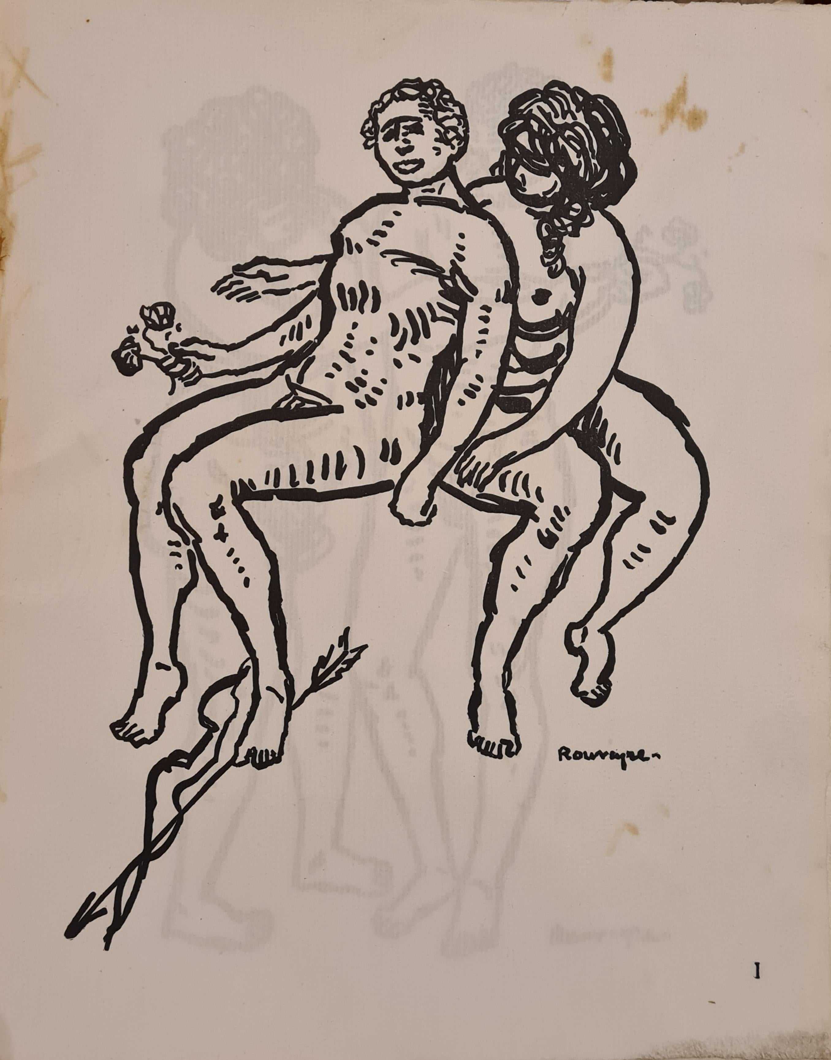 Mort de l''Amour, Serie von 8 erotischen Holzstichen in limitierter Auflage. – Print von André Rouveyre