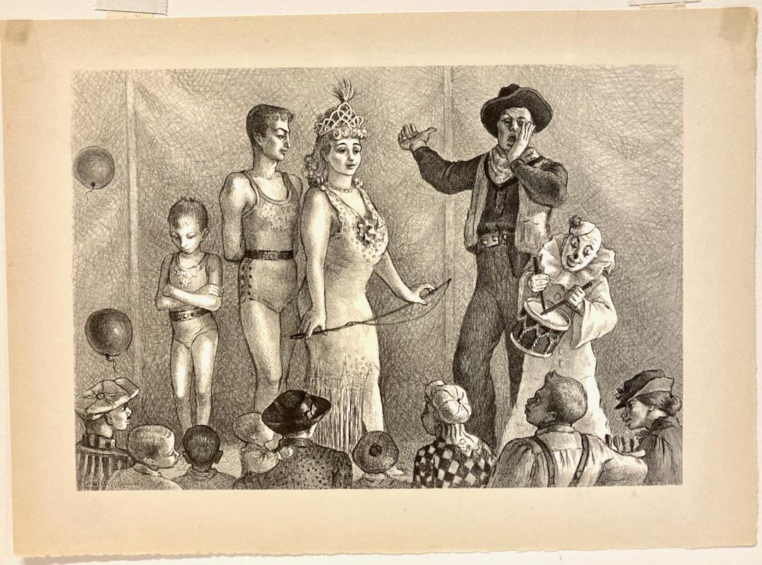 Andrée Ruellan, Side Show, lithograph, 1936 For Sale 1