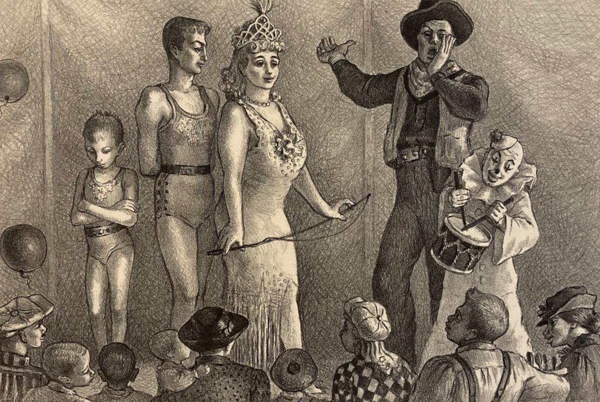 Andrée Ruellan, Side Show, lithograph, 1936 For Sale 2