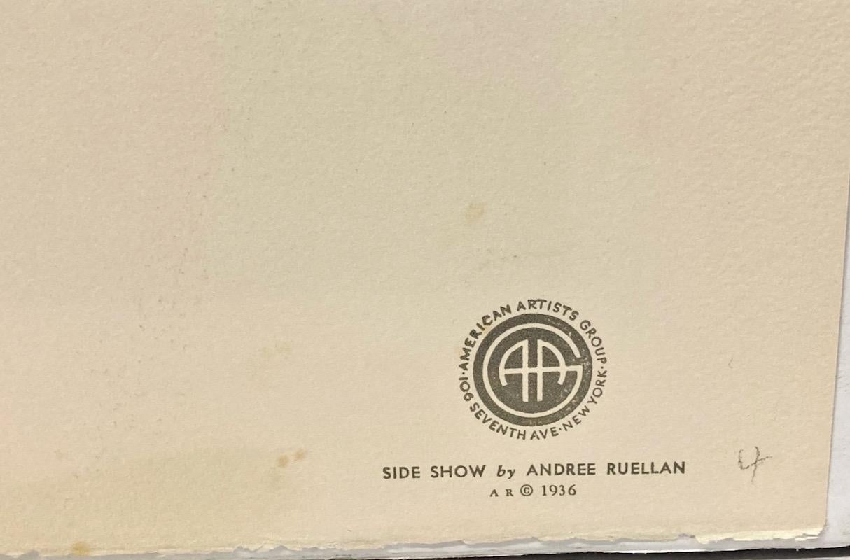 Andrée Ruellan, Side Show, lithograph, 1936 For Sale 4