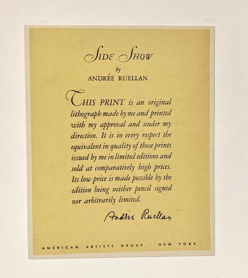 Andrée Ruellan, Side Show, lithograph, 1936 For Sale 6