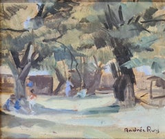 Les Collettes, Cagnes sur Mer. Mid-Century Post-Impressionist Oil on Wood Panel.