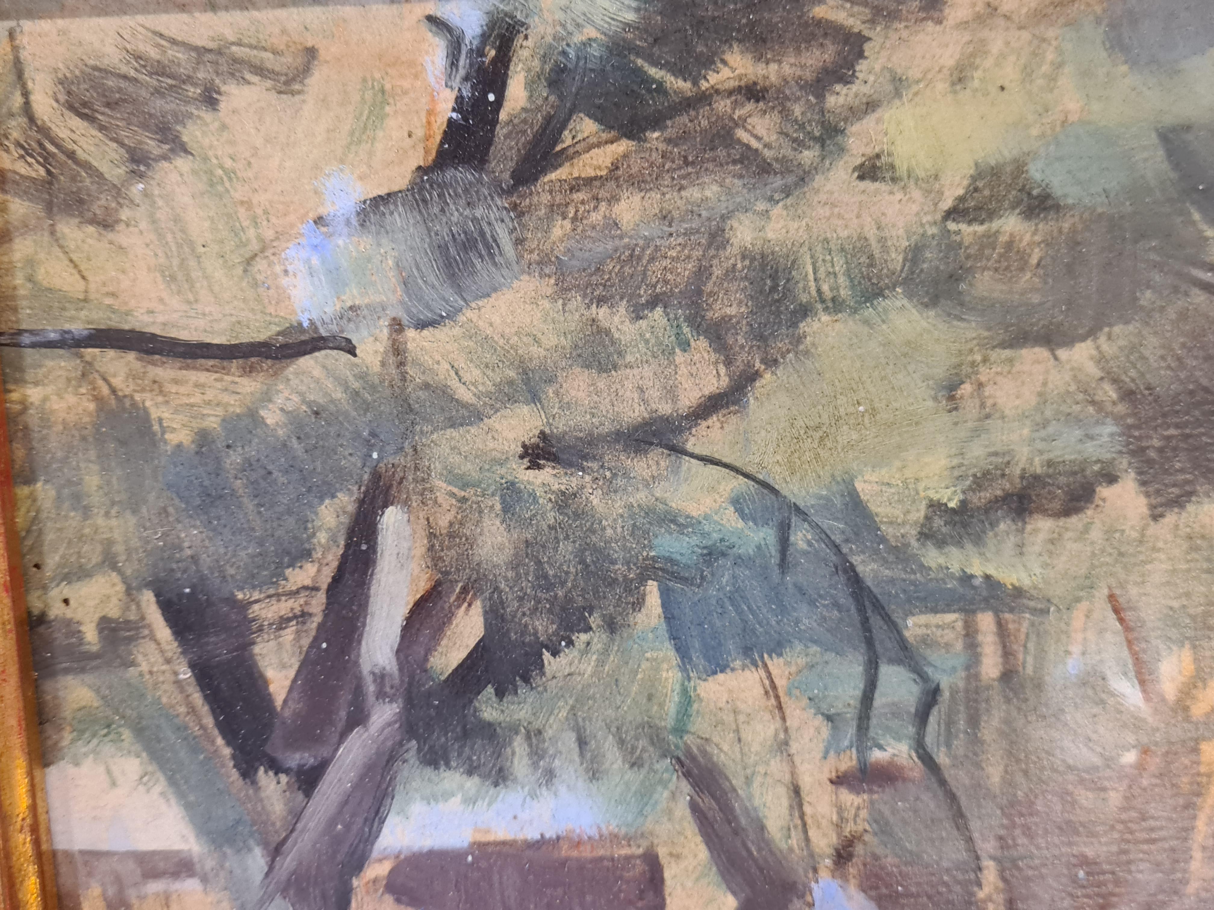 Les Collettes, Cagnes sur Mer. Mid-Century Post-Impressionist Oil on Wood Panel. 1