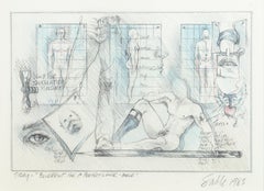 Andre Sable 1983 Étude signée Blueprint for a Perfect Lover (Male) Postmodern Il