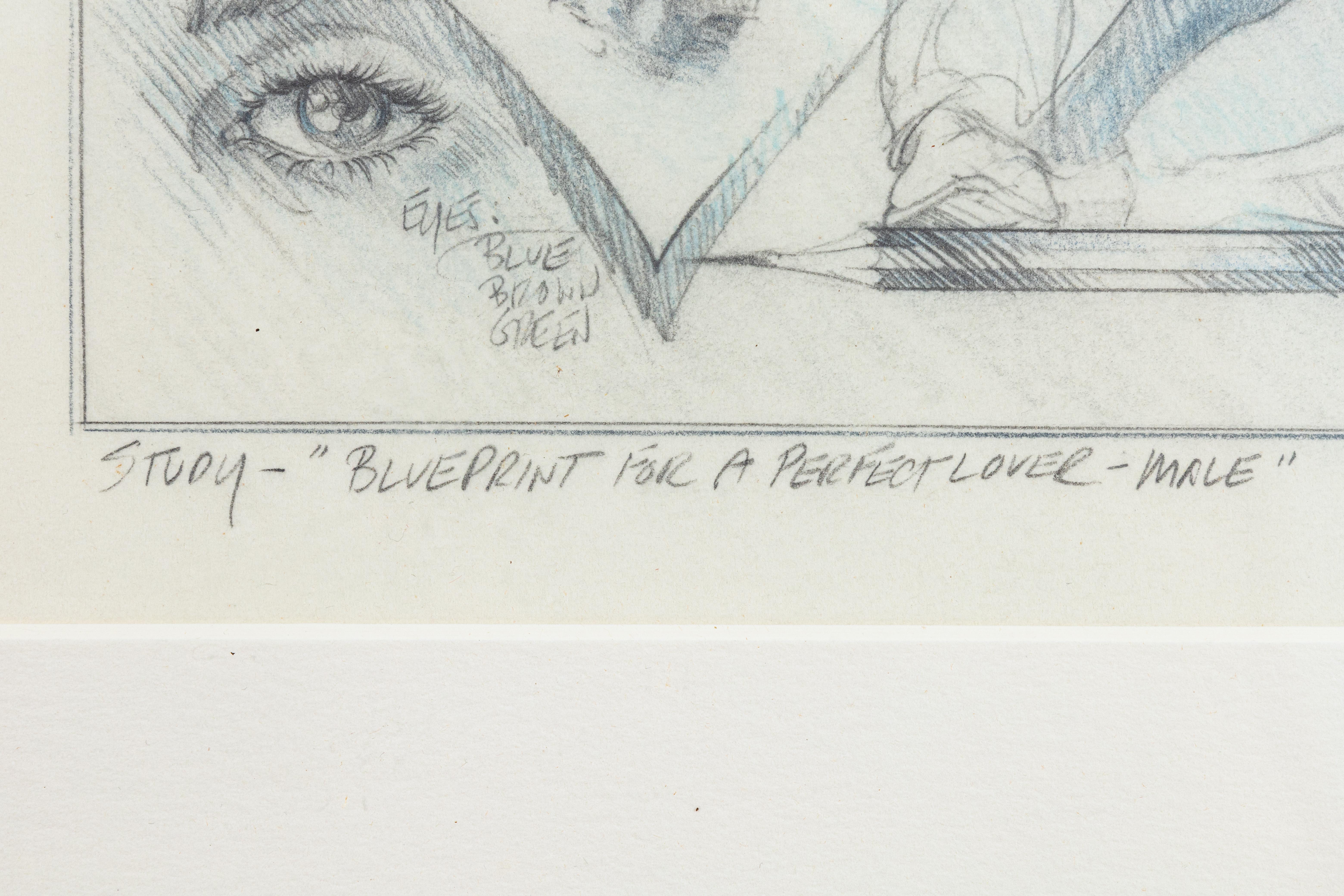 Andre Sable Signiert 1983 Studie Blaupause für einen perfekten Liebhaber (männlich) Postmoderne Il (amerikanisch) im Angebot