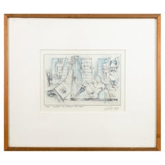 Andre Sable Signed 1983 Study Blueprint for a Perfect Lover (Male) Postmodern Il