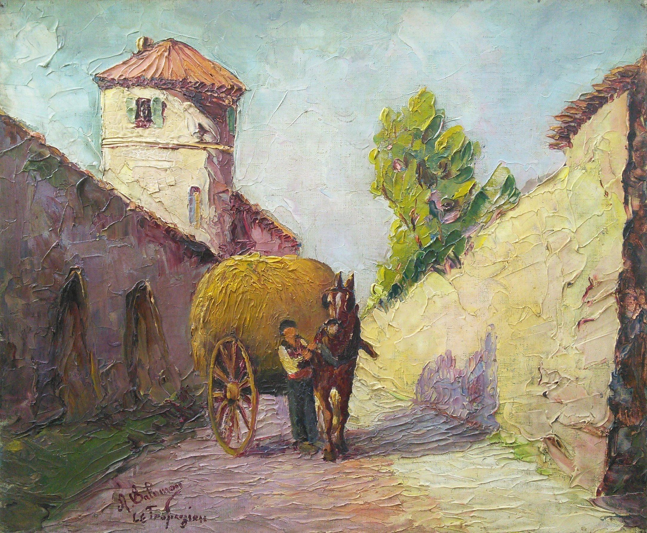 Haymaking near Saint Tropez  - Impressionist Painting by André Salomon Le Tropezien