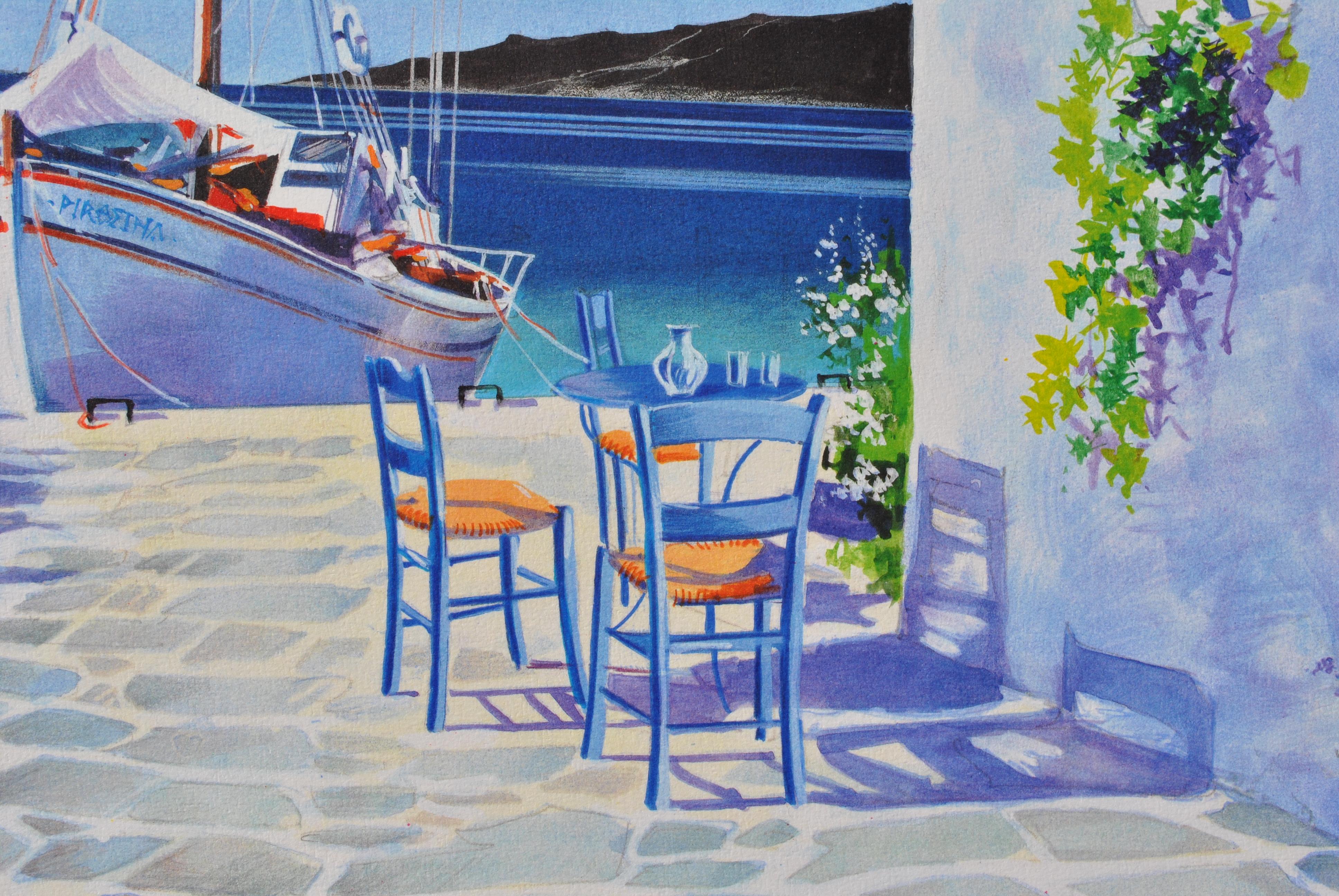 Andre SAVY (1938-)
Riviera : Sailboat at Santorini, 1982

Original Lithograph
Handsigned in pencil
Numbered / 390 (the number you can see can be different)
On Vellum 56 x 76 cm (c. 22 x 30 in)

Excellent condition