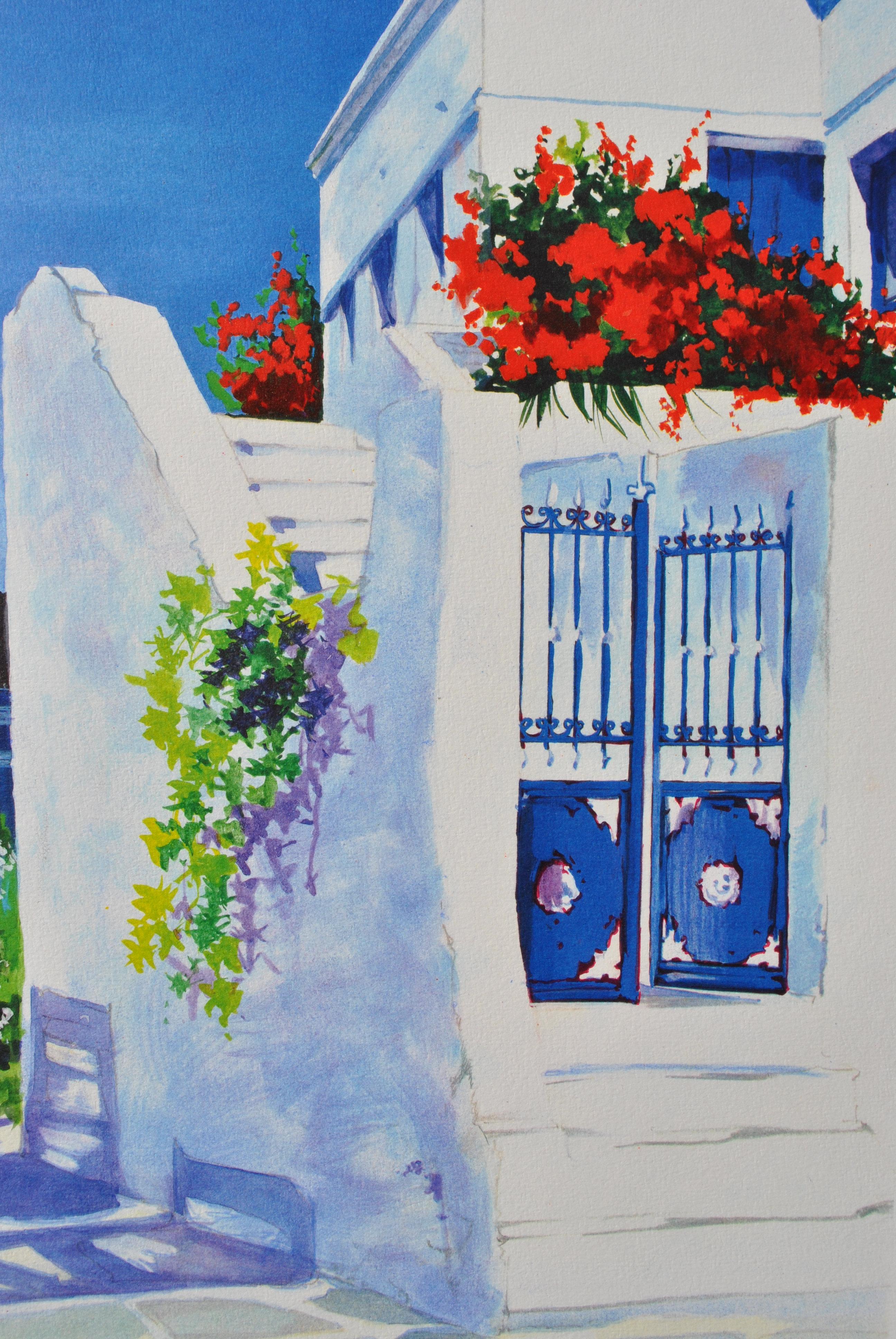 Riviera : Sailboat at Santorini - Original Lithograph, HANDSIGNED & Ltd /390 For Sale 4