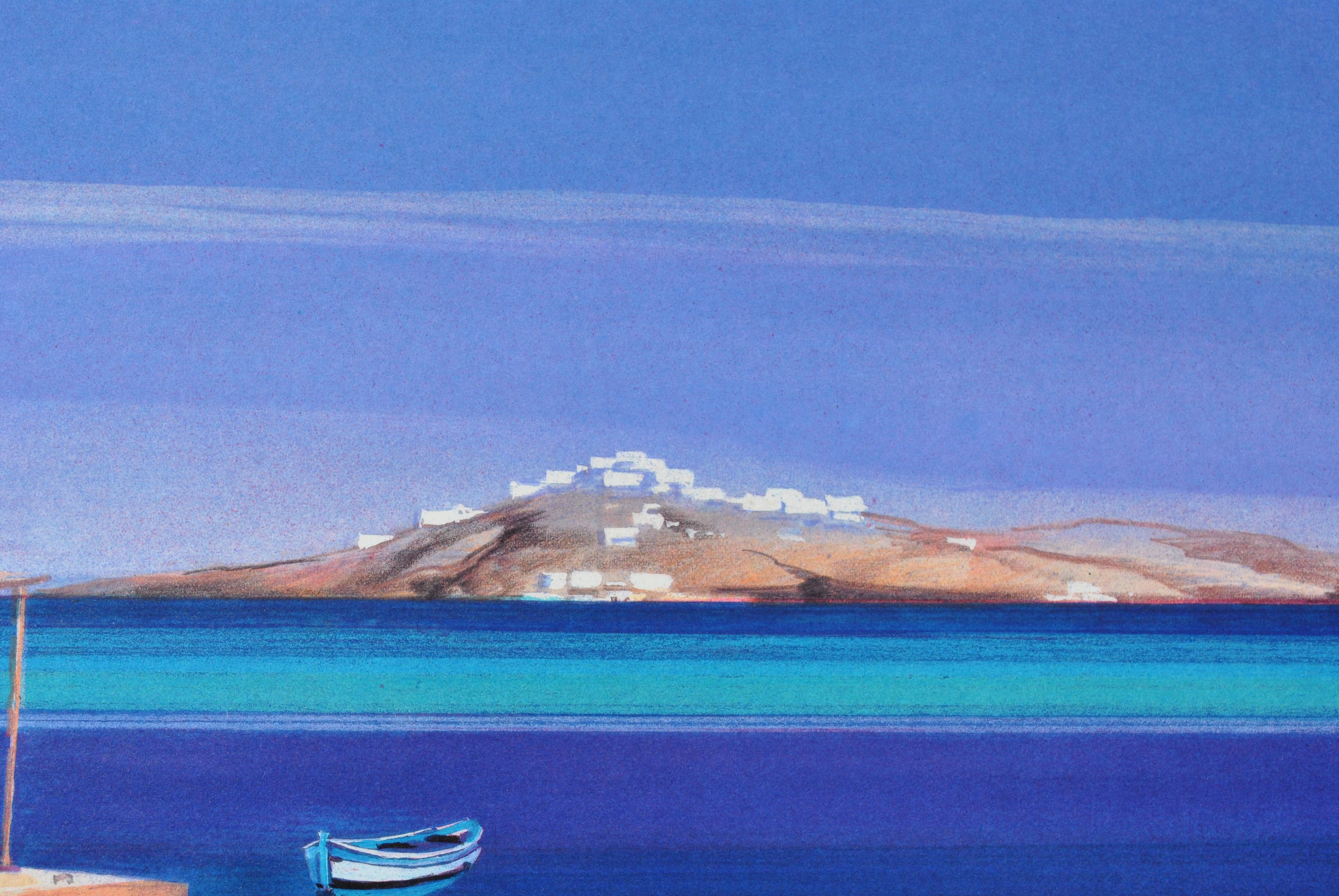 Riviera: Tre barche a Santorini - Litografia originale, firmata a mano & Ltd /390 in vendita 5