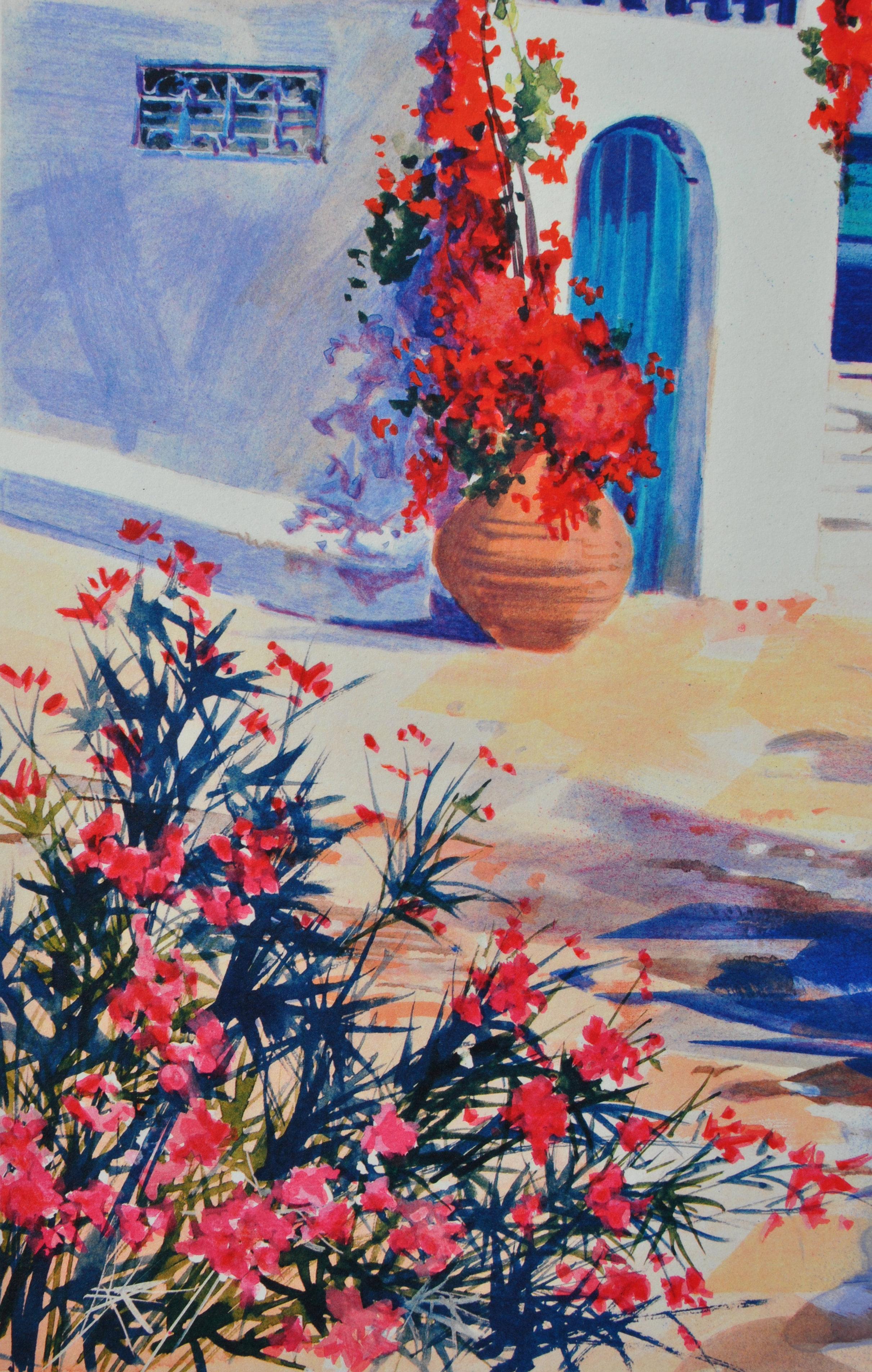 Riviera: Tre barche a Santorini - Litografia originale, firmata a mano & Ltd /390 in vendita 3