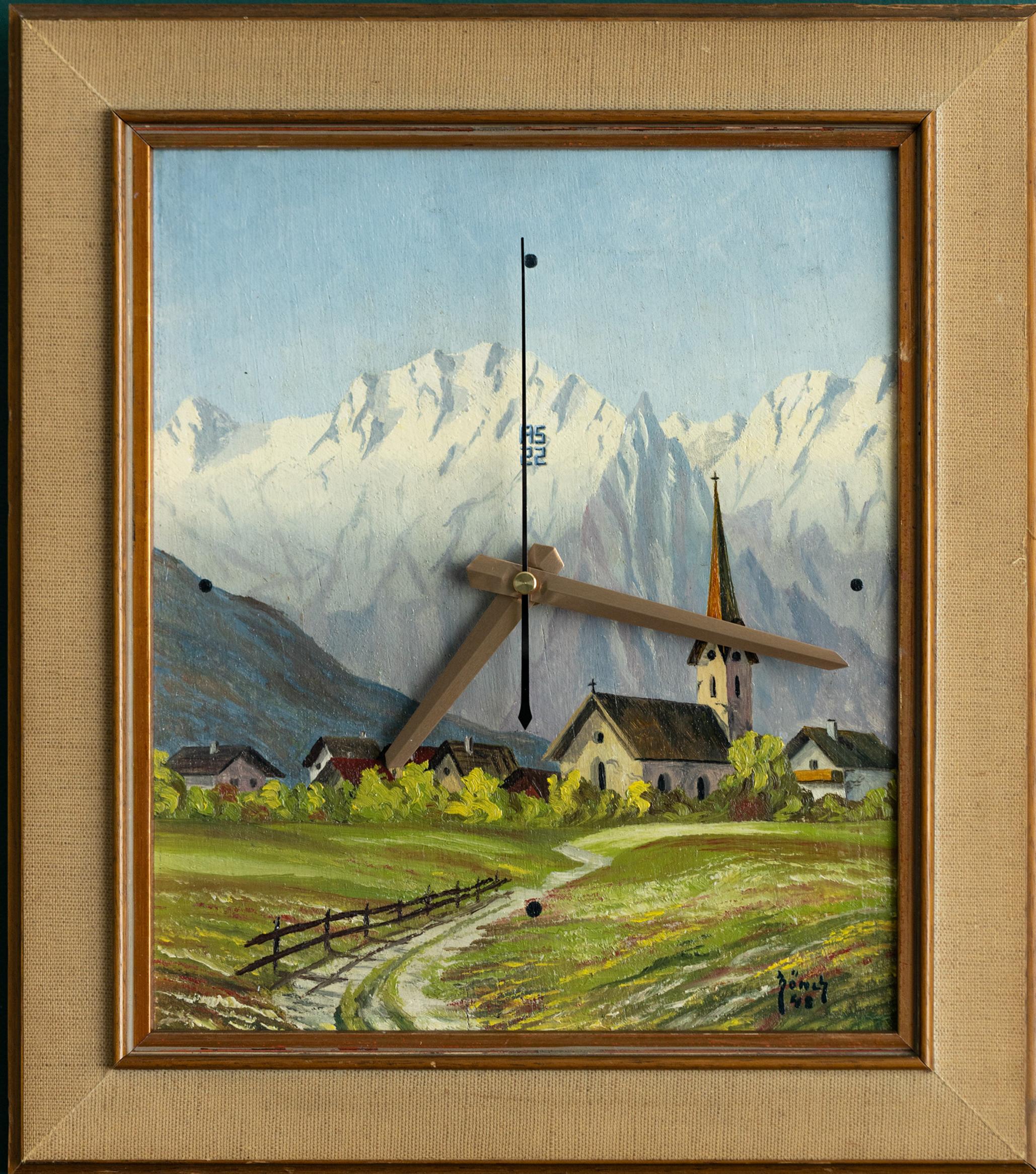 André Schulze Landscape Painting - Picture Clock I, Contemporary Oil on Board, Framed, 21st Century
