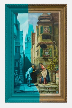 "The Eternal Bridegroom", Contemporary Painting on Restored Vintage Artwork