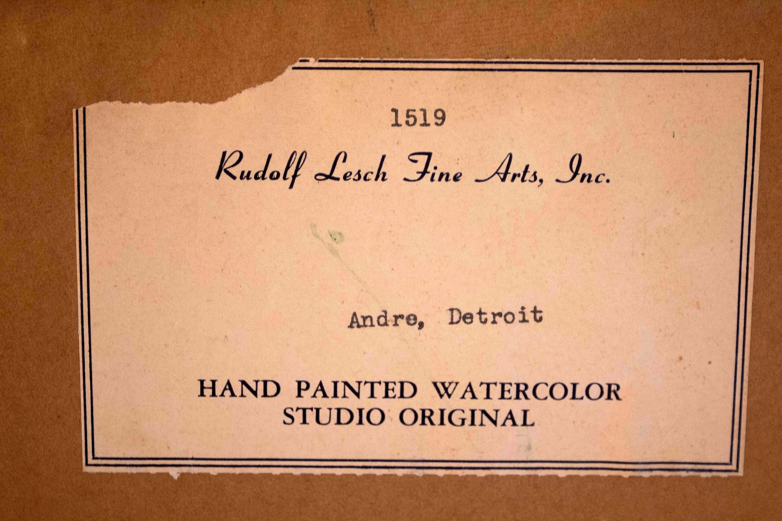 Andre Signed Detroit Institute of Arts Watercolor Painting 2