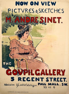 Original Antique Art Exhibition Poster Goupil Gallery Andre Sinet France Sketch