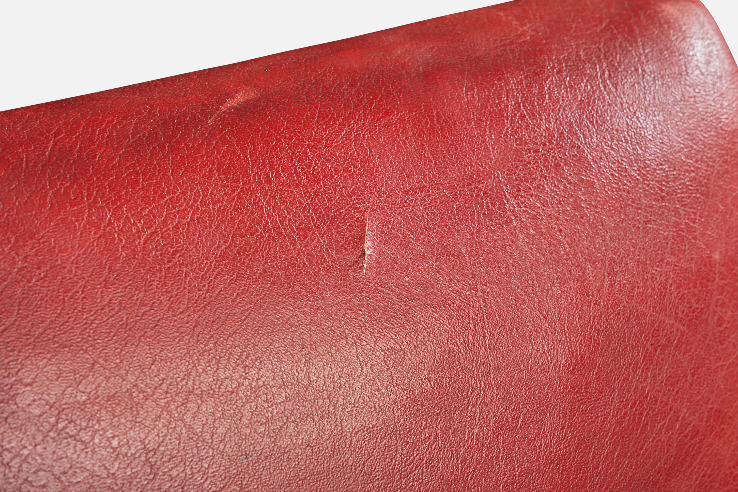 André Sornay, Sessel, Holz, Leder, Frankreich, 1940er Jahre im Angebot 3