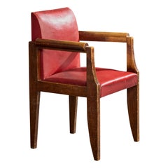 André Sornay, Armchair, Wood, Leather, France, 1940s