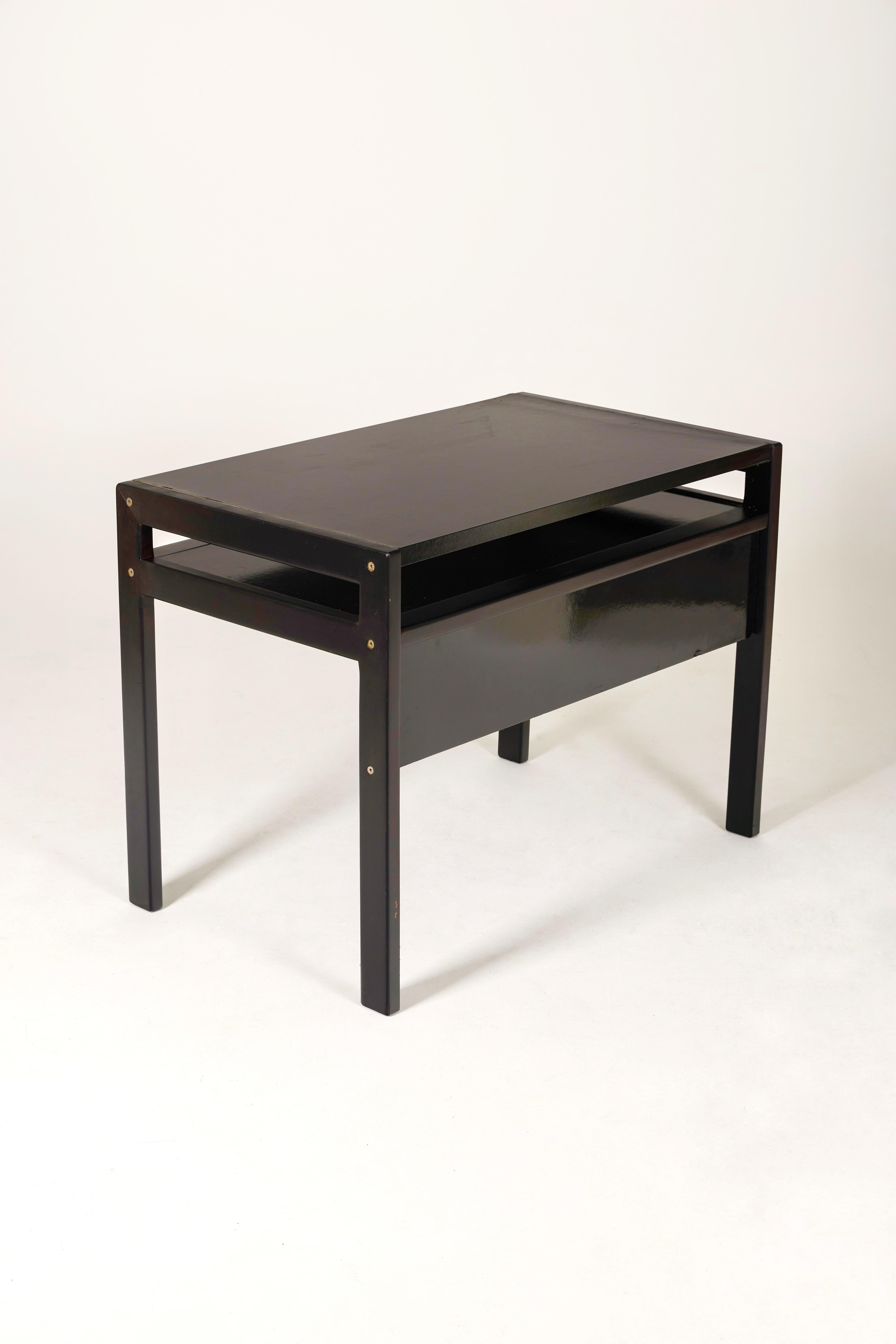 20th Century André Sornay Black Lacquered Desk, 1960s
