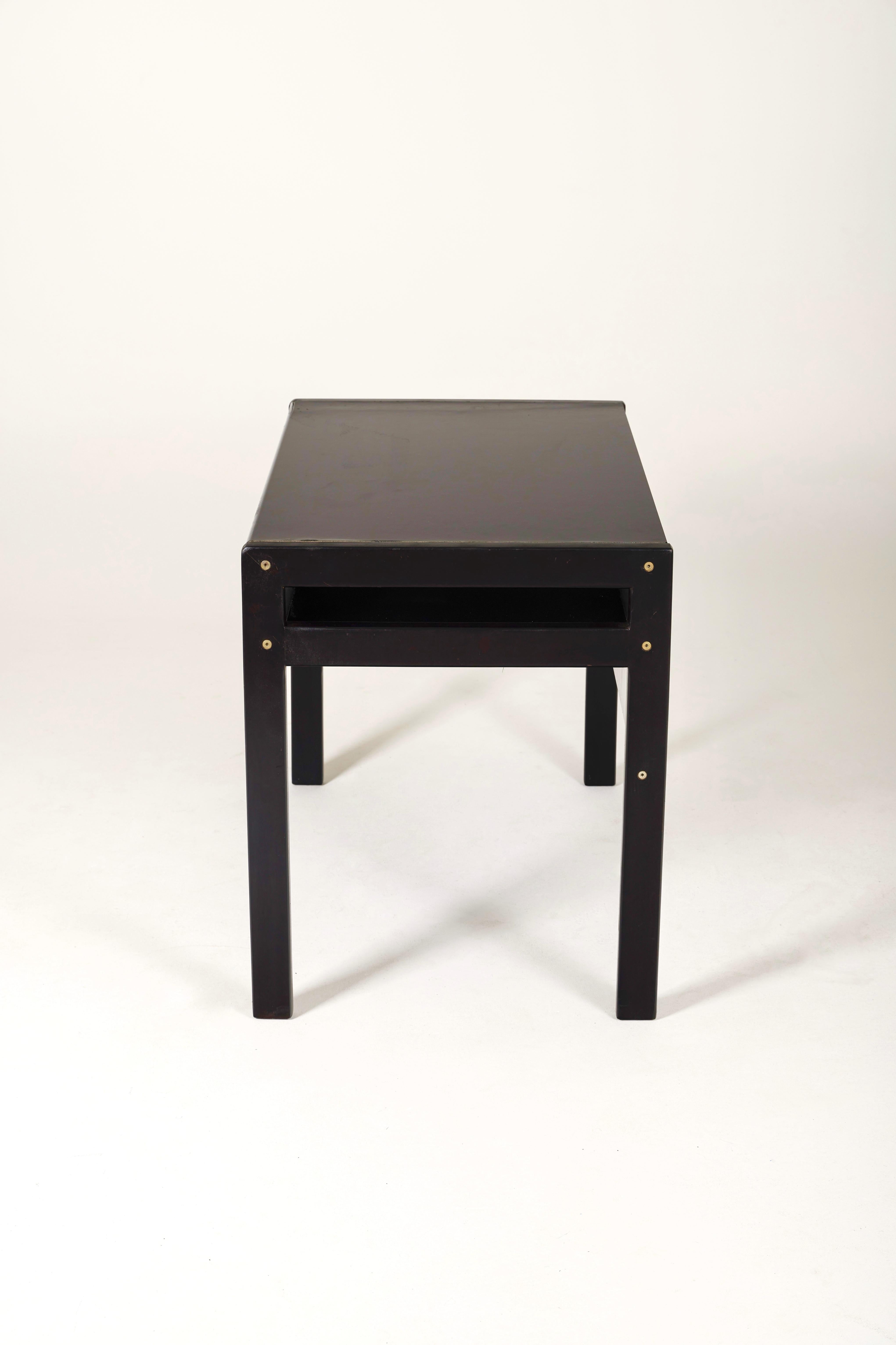 Wood André Sornay Black Lacquered Desk, 1960s