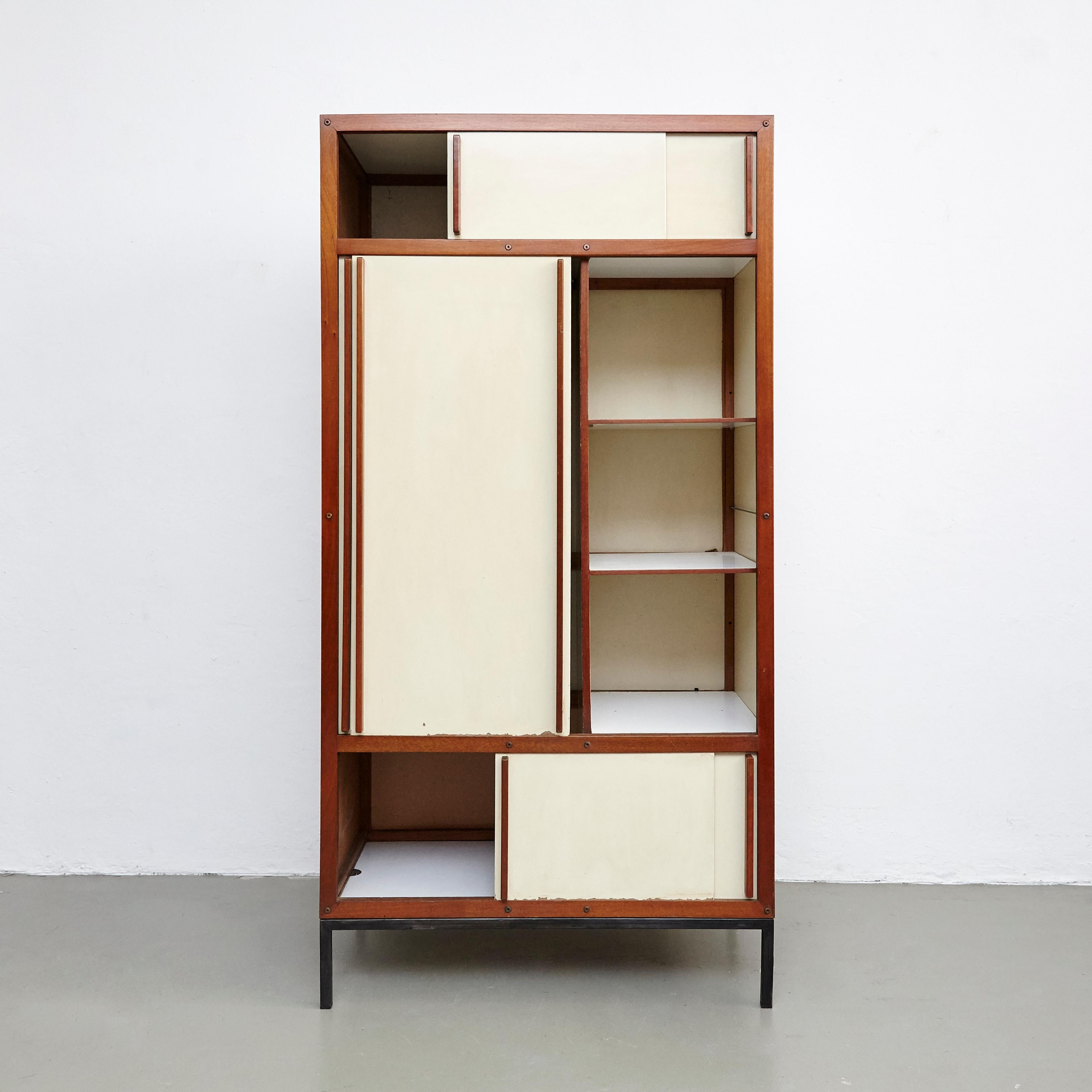 Wood André Sornay Mid Century Modern  French Cabinet, circa 1950