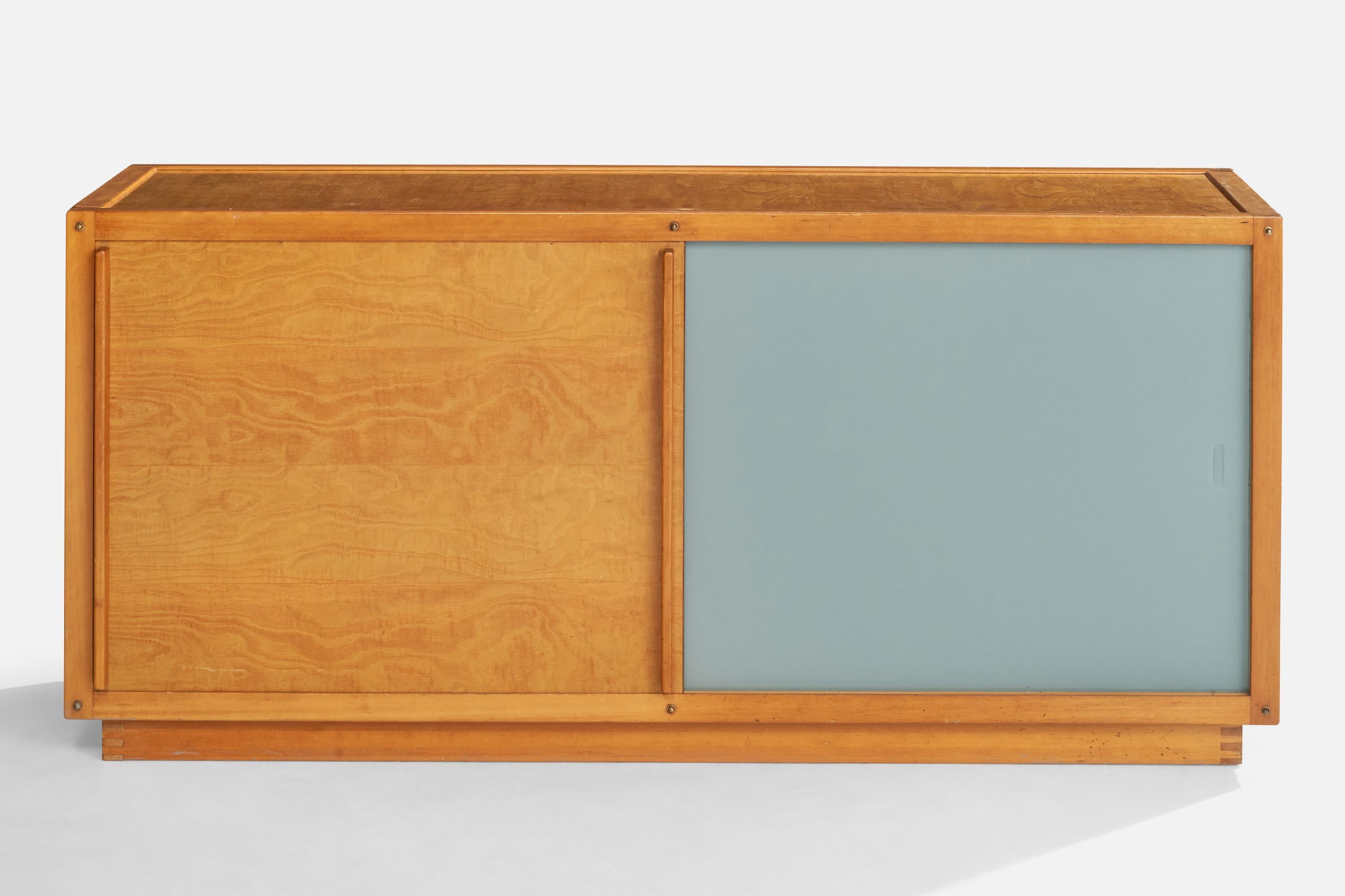 French André Sornay, Cabinet, Walnut, Glass, France, 1960s For Sale