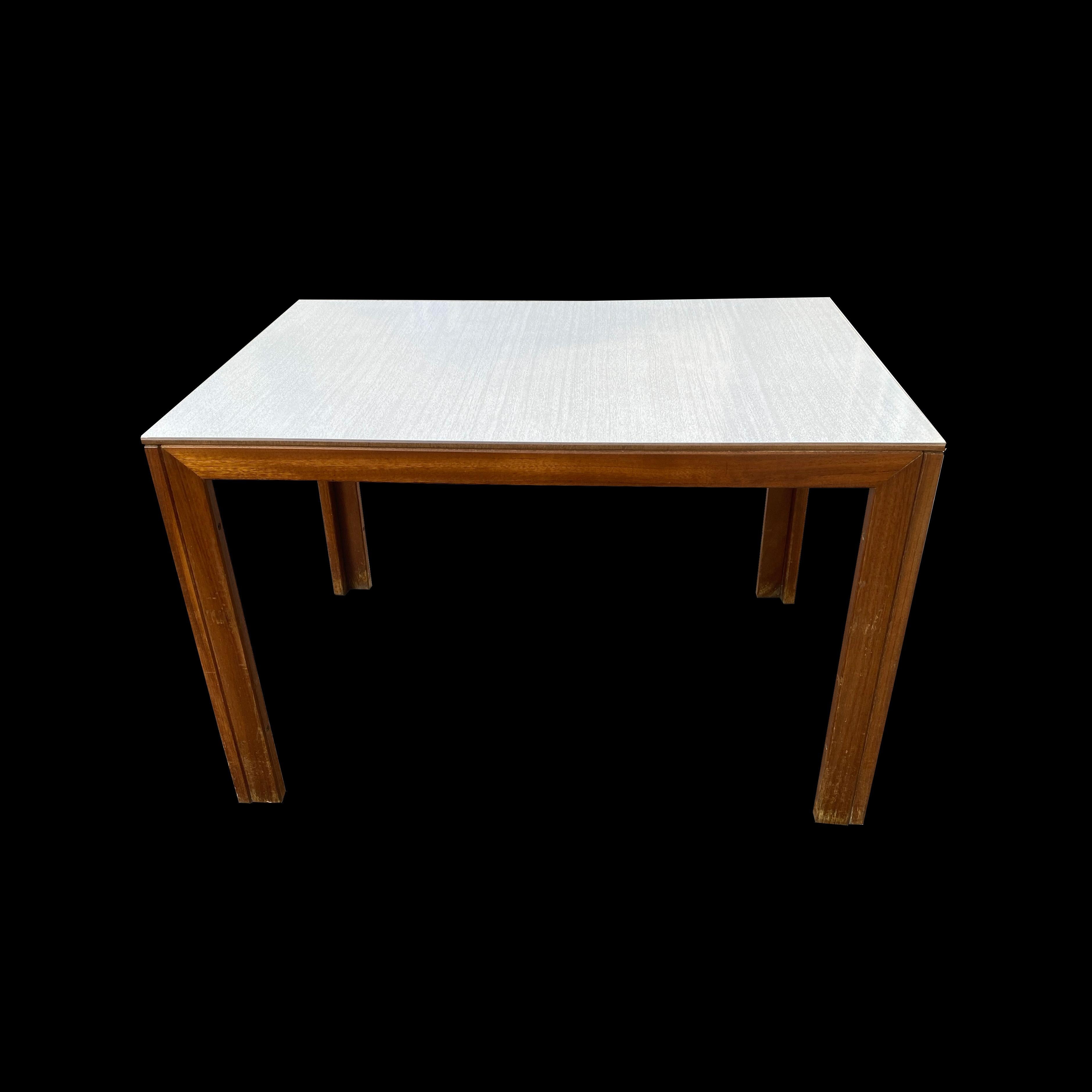André Sornay Formica desk table from the 1950s 
model made for Sonacotra fireplaces and available in several versions. Very good condition of the top, scratches from use on the base