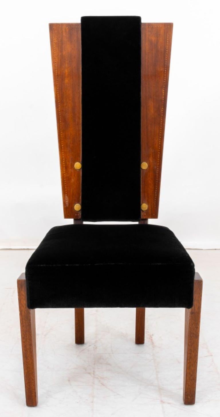 Andre Sornay (French, 1902-2000) French Art Deco Side Chair, circa 1930s, brass inlaid mahogany with black velvet upholstery.

Dealer: S138XX