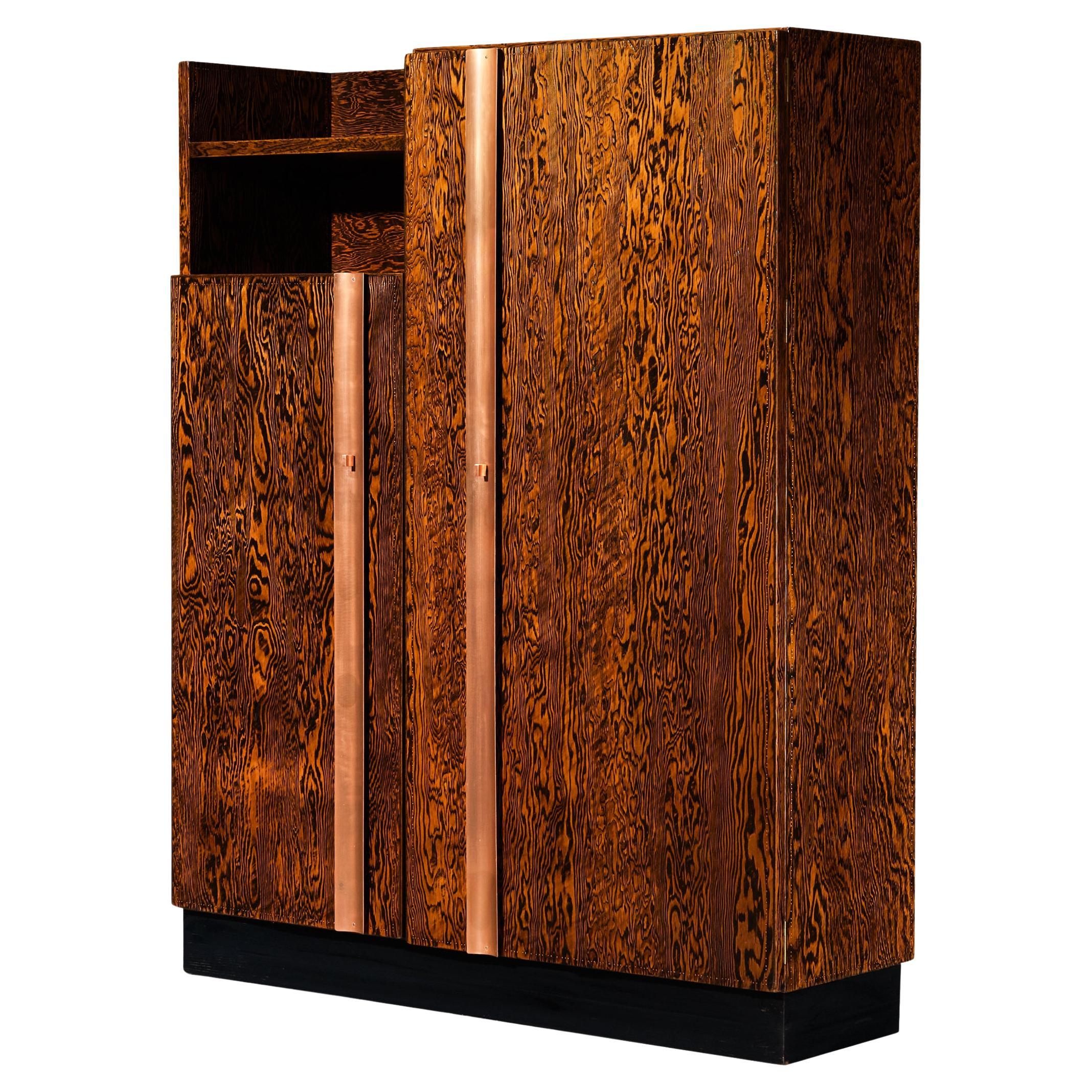 André Sornay Large Cabinet in Oregon Pine and Copper