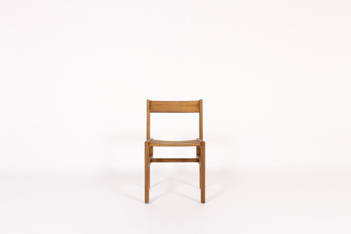 French Andre Sornay Rare Beech Chairs Tigette System, 1960