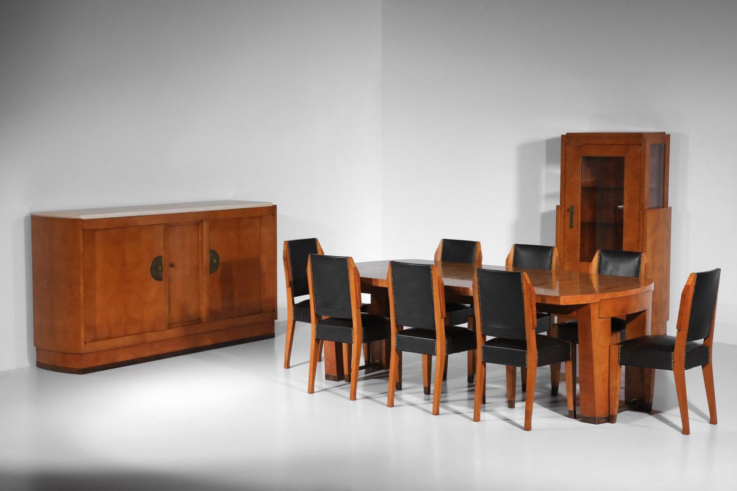 Ensemble de salle à manger en bois massif André Sornay, Art déco des années 1930 en vente 14