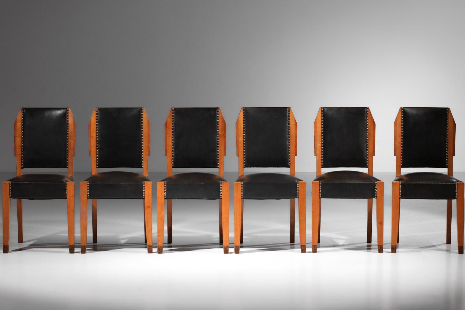 Français Ensemble de salle à manger en bois massif André Sornay, Art déco des années 1930 en vente