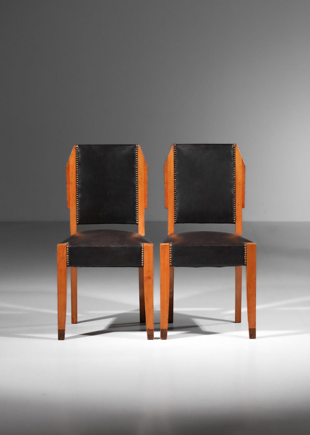 Ensemble de salle à manger en bois massif André Sornay, Art déco des années 1930 Bon état - En vente à Ternay, Auvergne-Rhône-Alpes