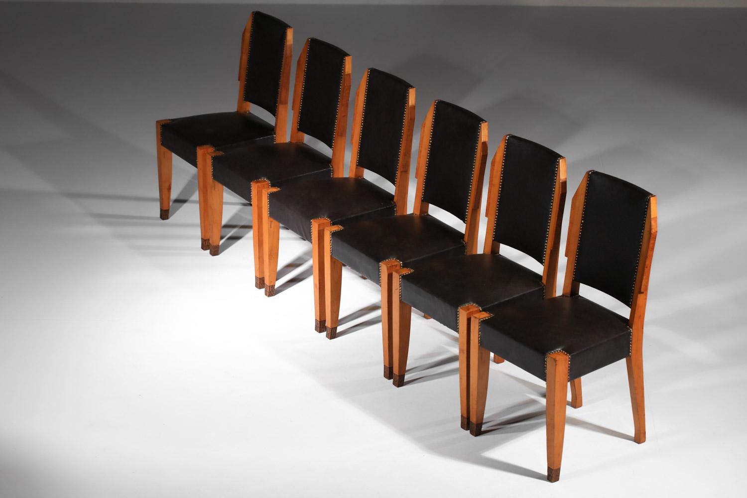 Ensemble de salle à manger en bois massif André Sornay, Art déco des années 1930 en vente 2