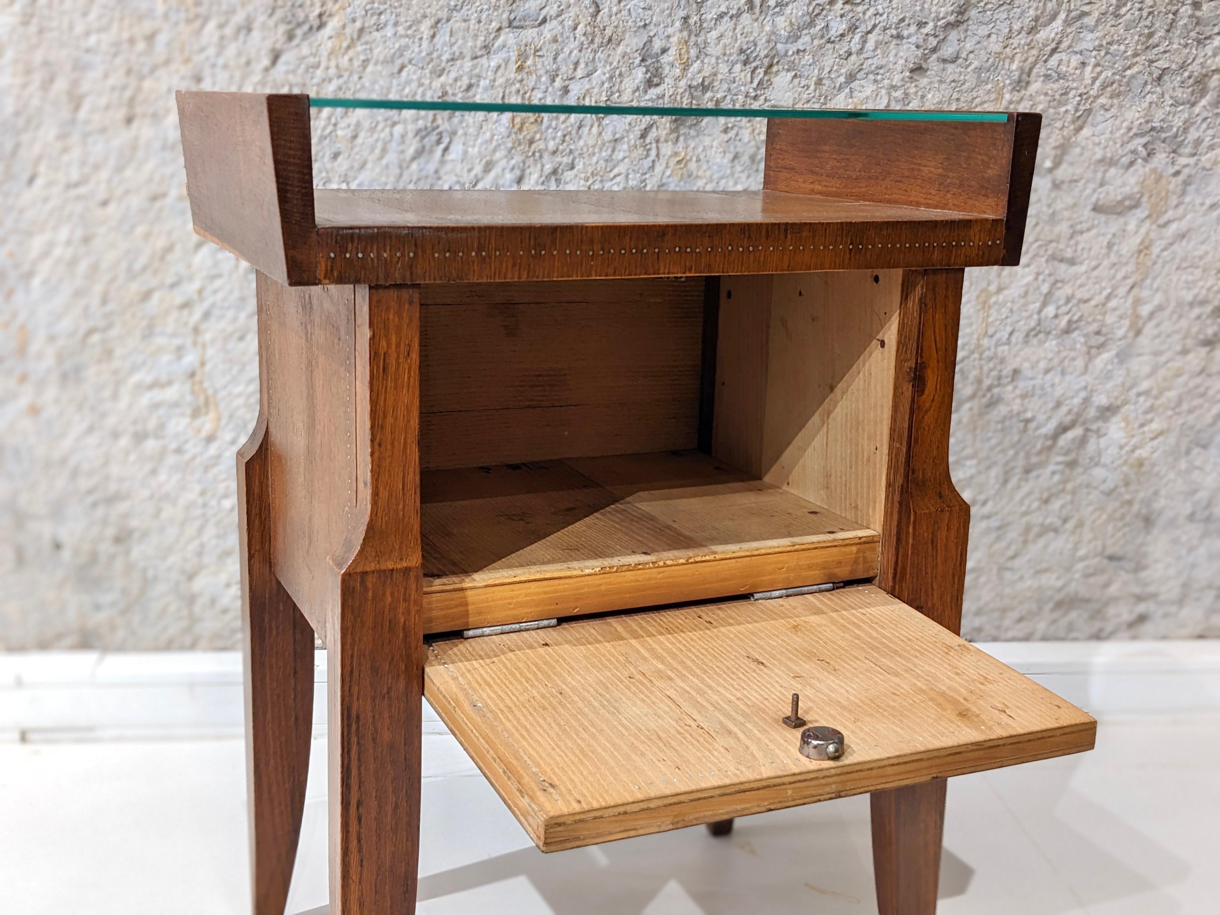 Mid-Century Modern André Sornay Walnut Bedside Table For Sale