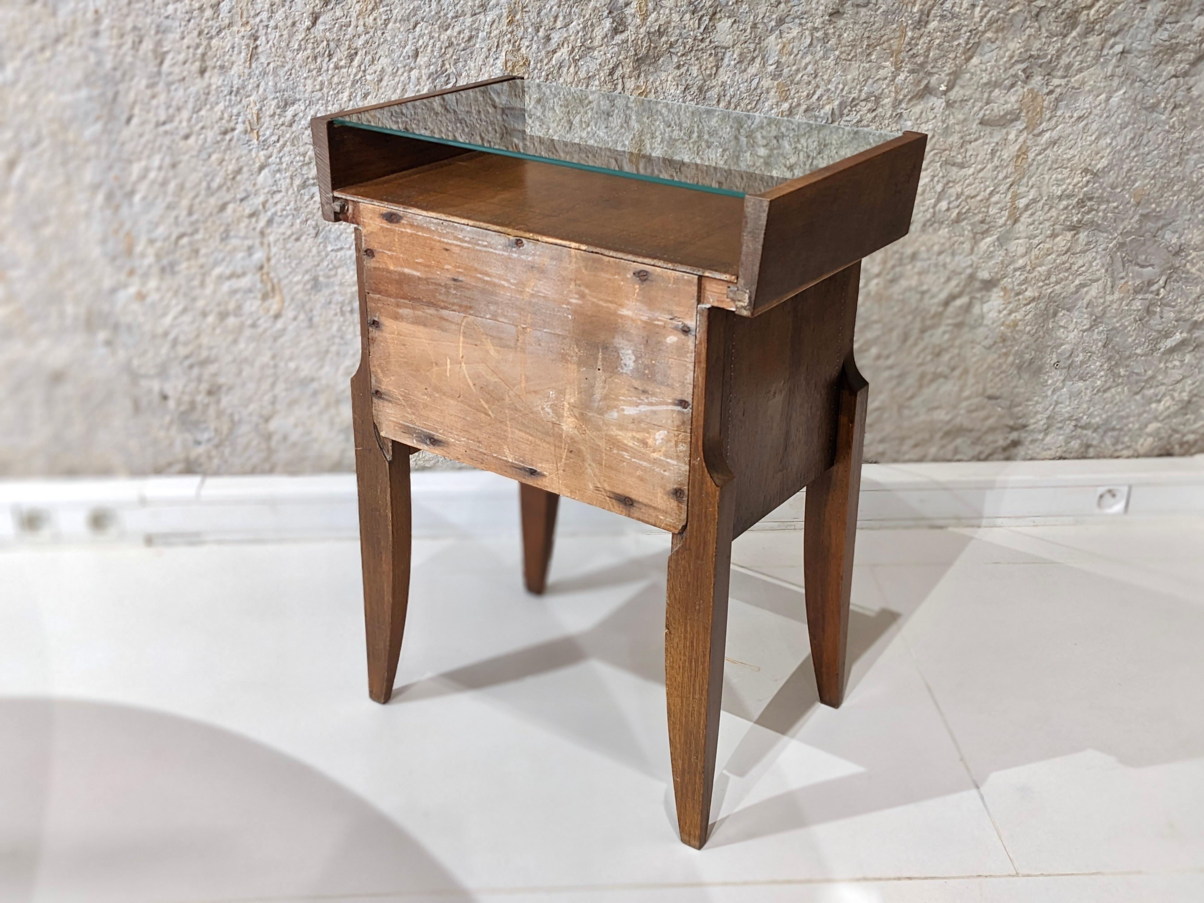 André Sornay Walnut Bedside Table In Good Condition For Sale In lyon, FR