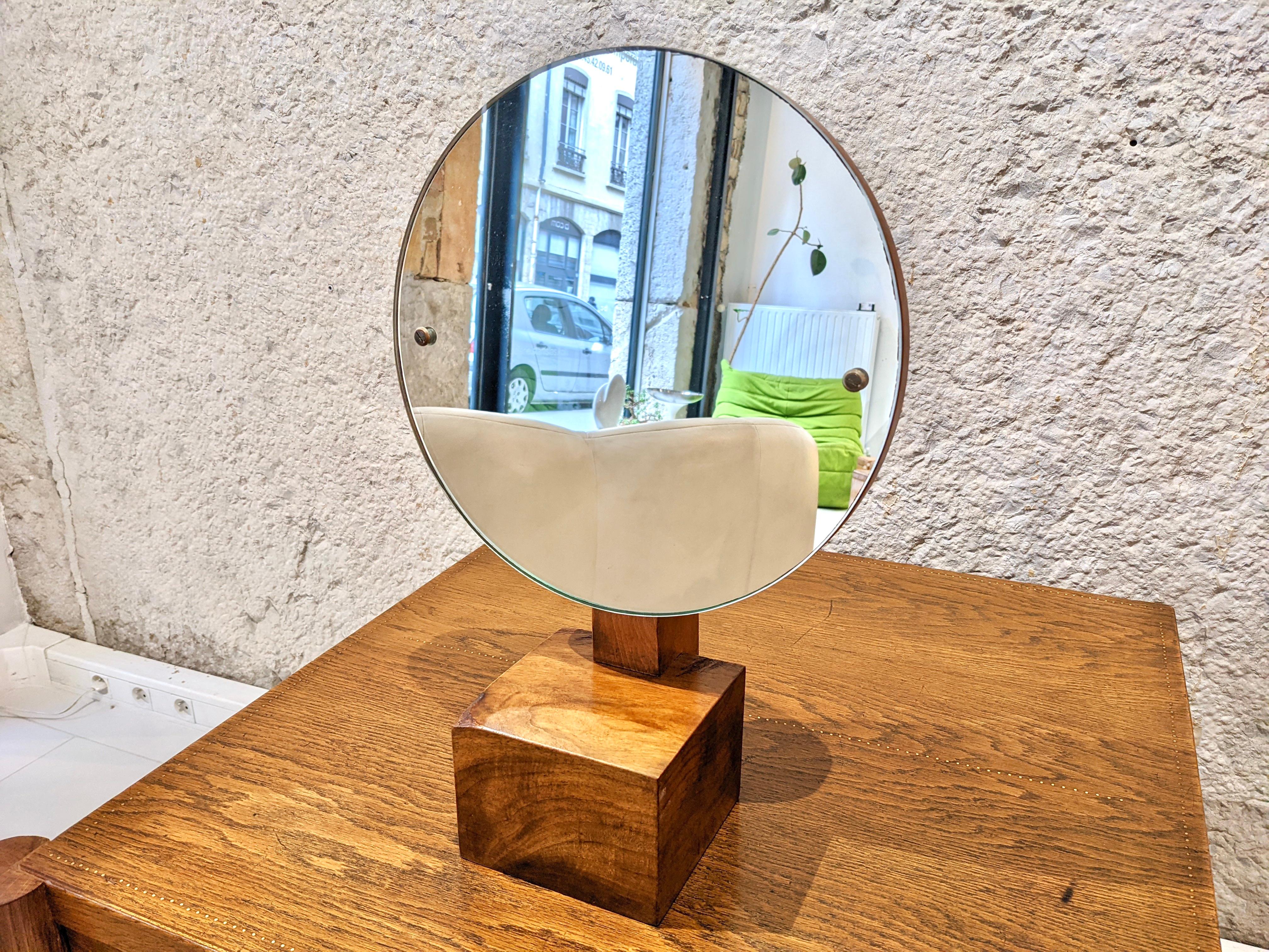 Mid-Century Modern André Sornay Walnut Mirror For Sale