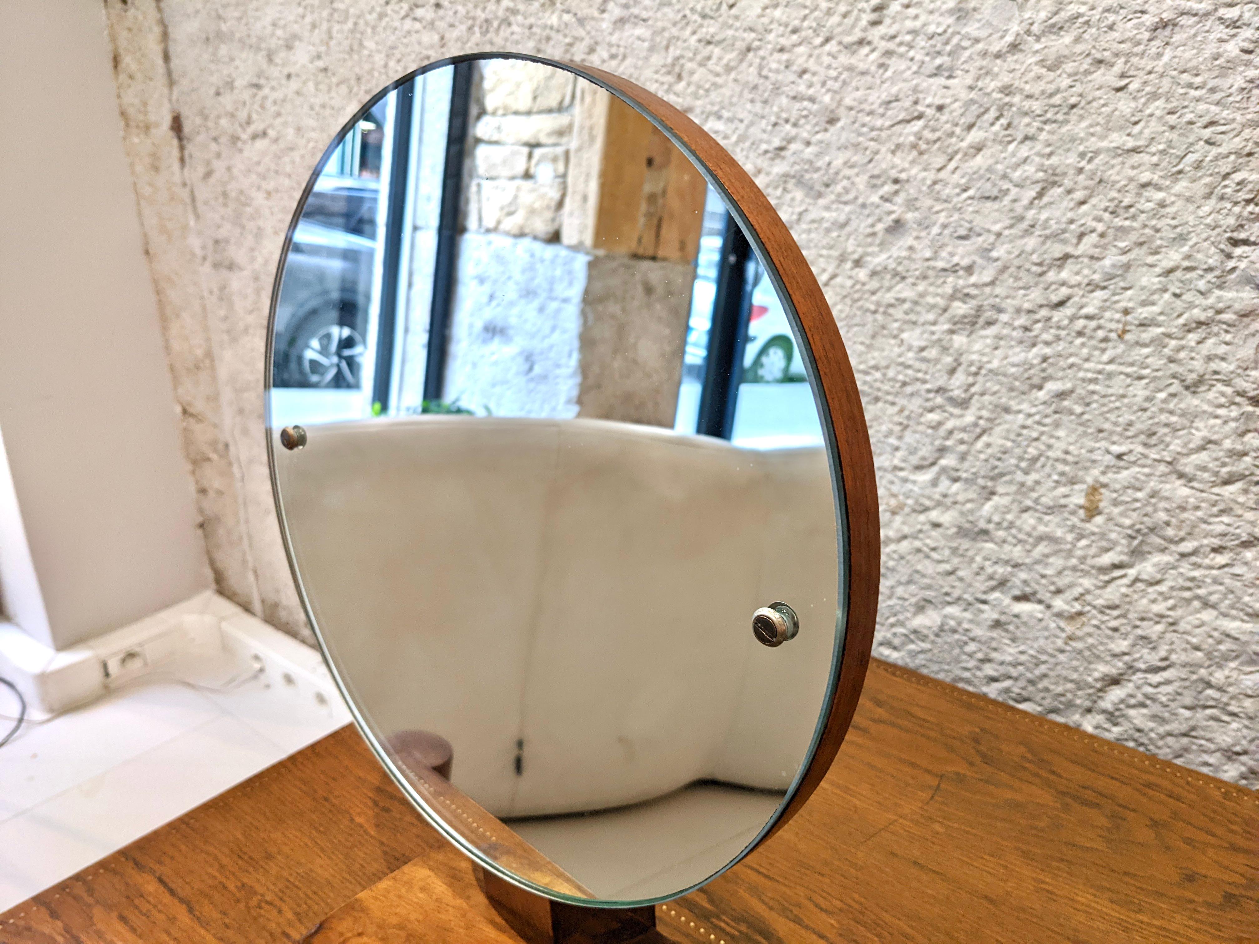 André Sornay Walnut Mirror In Good Condition For Sale In lyon, FR