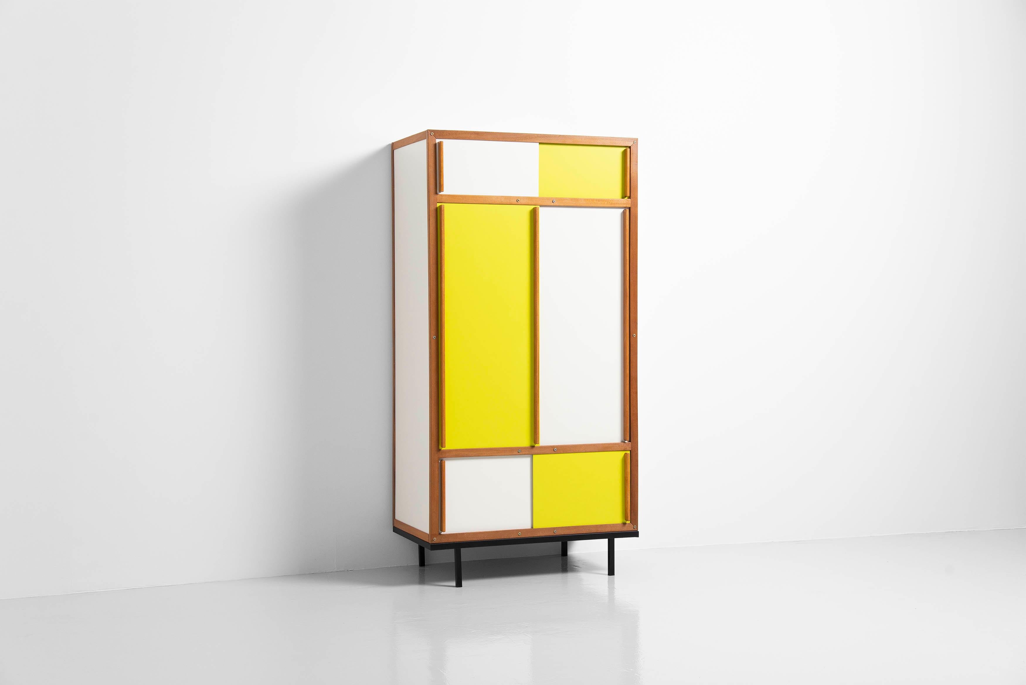 Mid-Century Modern Andre Sornay Wardrobe in Yellow France 1955
