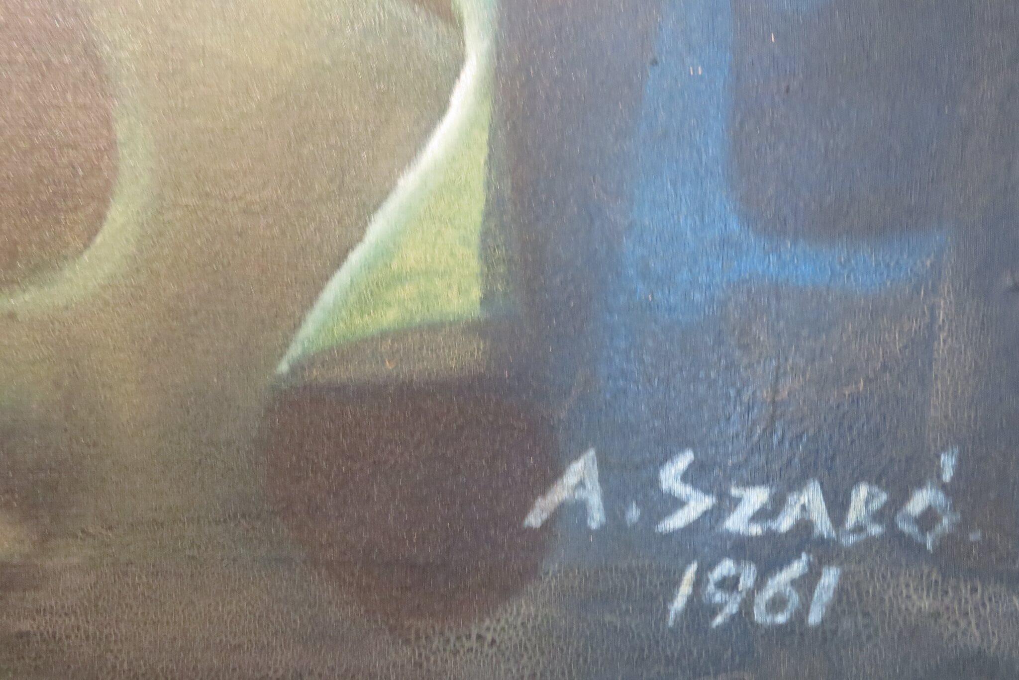 GROSSES ABSTRACTES FRANZÖSISCHES ÖLGEMÄLD DES MITTEN 20. JAHRHUNDERTS von Andre Szabo im Angebot 3