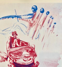 1970s Modernist Swiss Colorful Surrealism Signed Dada Lithograph Andre Thomkins
